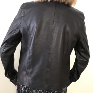 Open front black leather jacket from Halogen